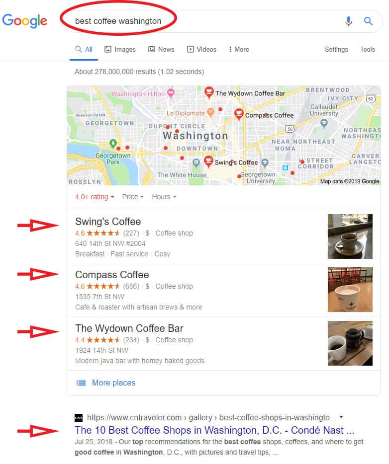 Local SEO Services-Google maps-exampe